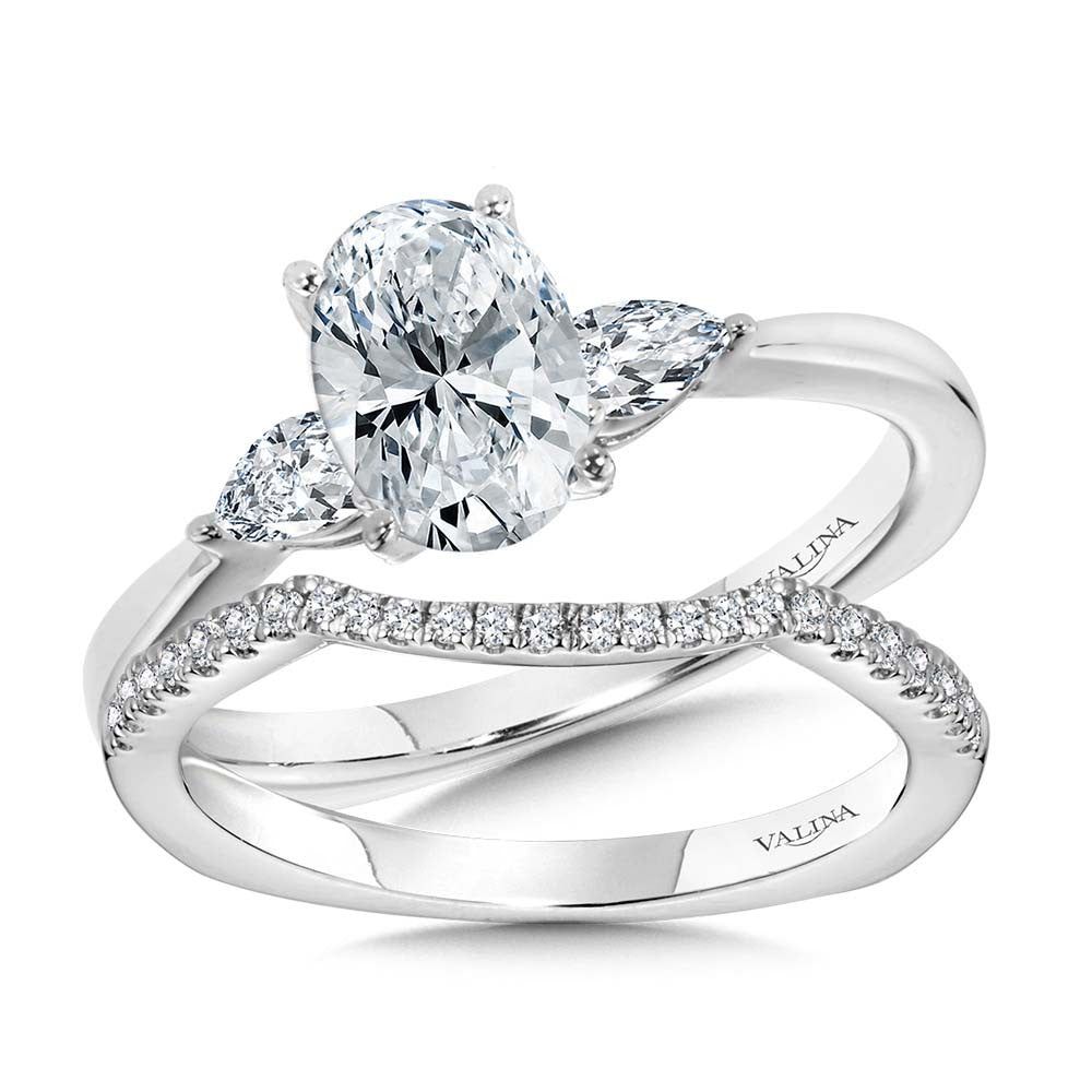 Valina Tapered 3 Stone Oval and Pear Diamond Engagement Ring R1101W