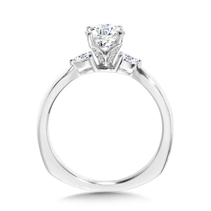 Valina Tapered 3 Stone Round and Pear Diamond Engagement Ring R1103W