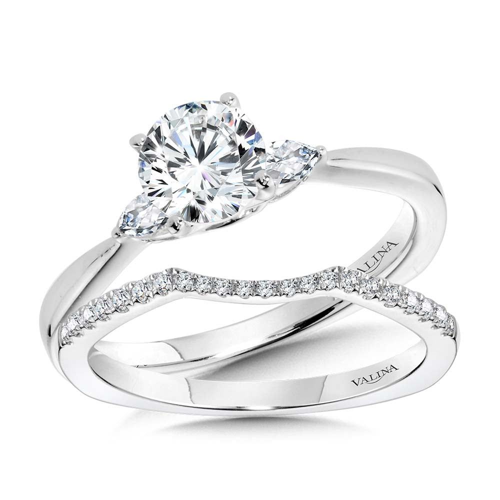 Valina Tapered 3 Stone Round and Pear Diamond Engagement Ring R1103W