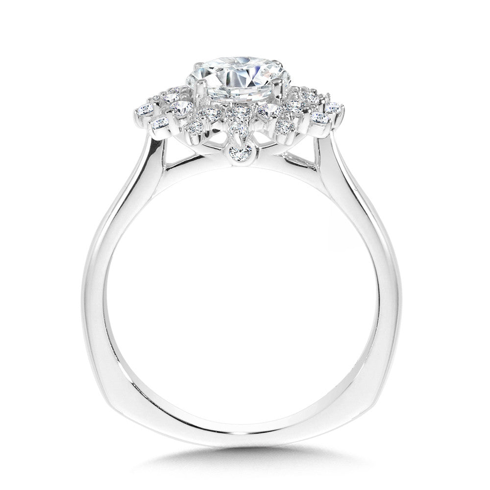 Valina Floral Halo Diamond Engagement Ring R1111W