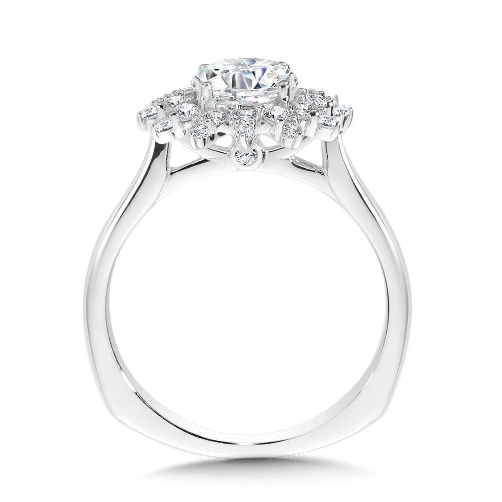 Valina Floral Halo Diamond Engagement Ring R1111W