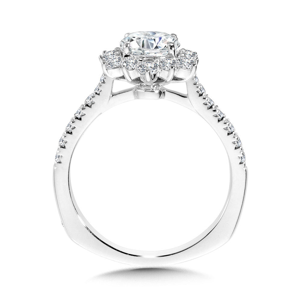 Valina Floral Halo Diamond Engagement Ring R1112W