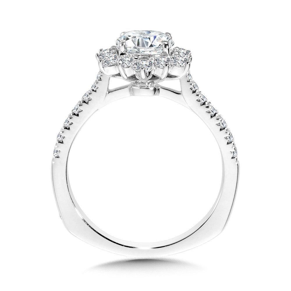 Valina Floral Halo Diamond Engagement Ring R1112W