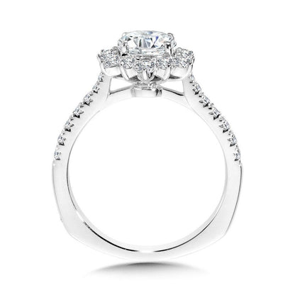 Valina Floral Halo Diamond Engagement Ring R1112W