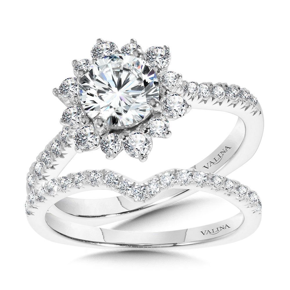 Valina Floral Halo Diamond Engagement Ring R1112W