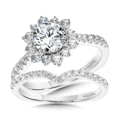 Valina Floral Halo Diamond Engagement Ring R1112W