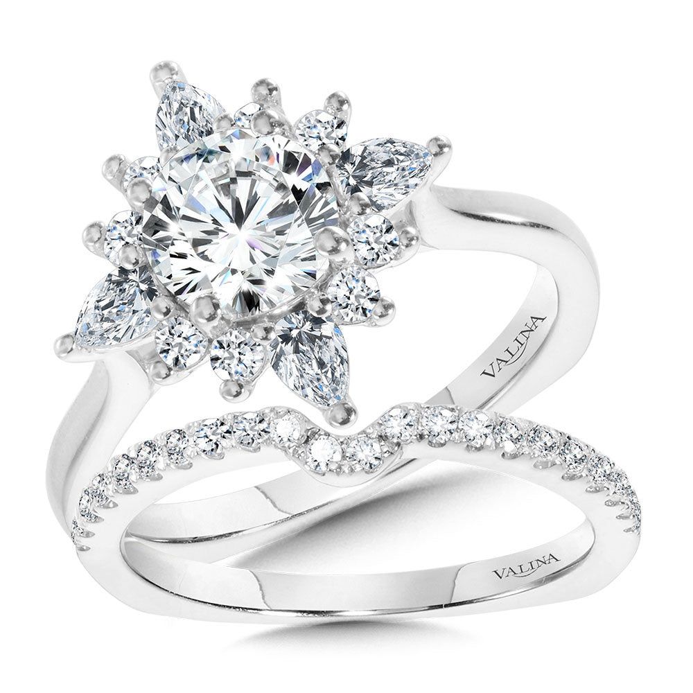 Valina Star Halo Diamond Engagement Ring R1113W