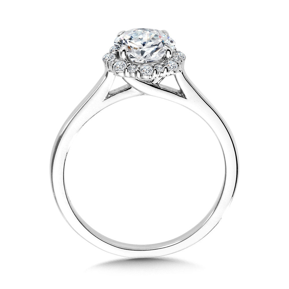 Valina Modern Straight Halo Diamond Engagement Ring R1115W-SR