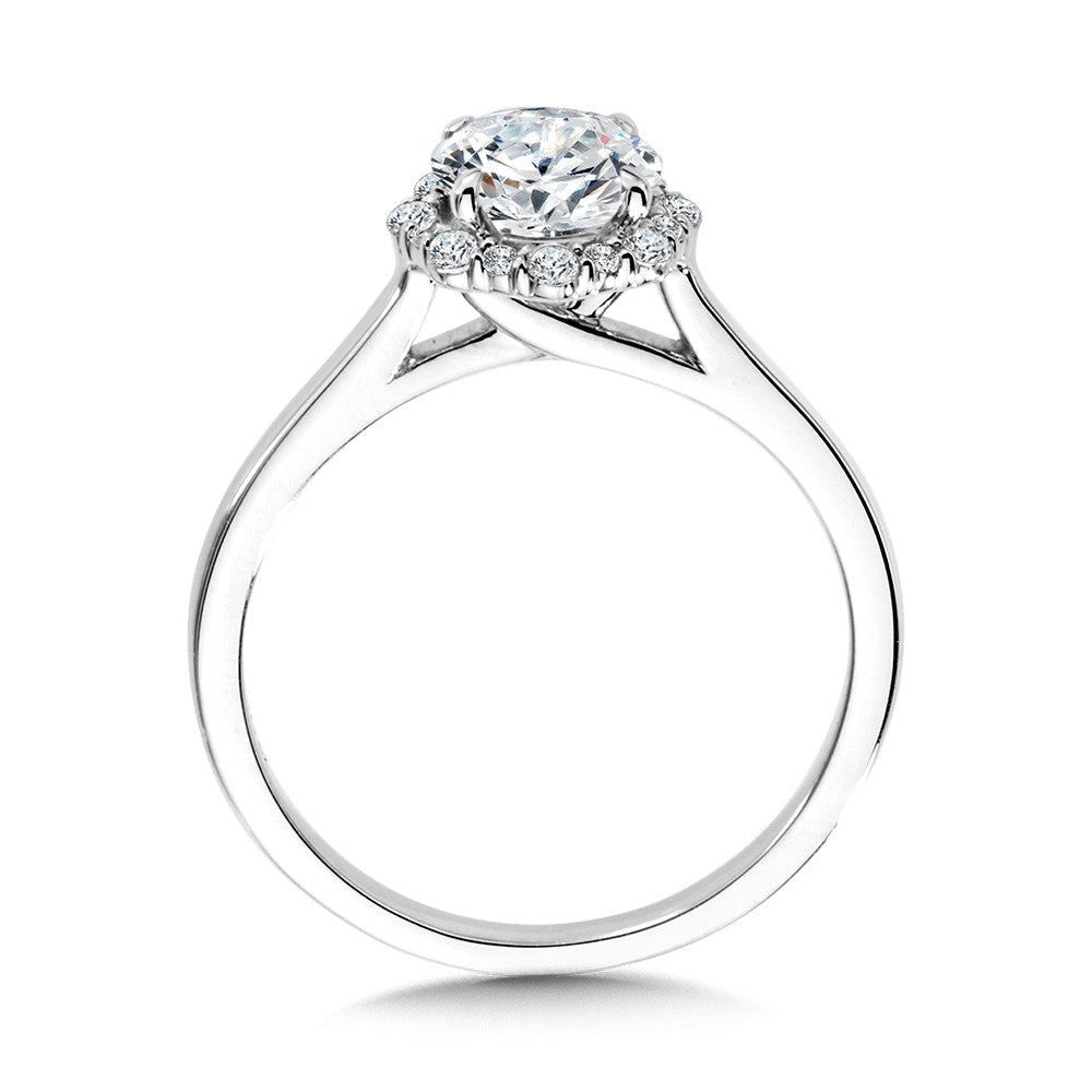 Valina Modern Straight Halo Diamond Engagement Ring R1115W-SR