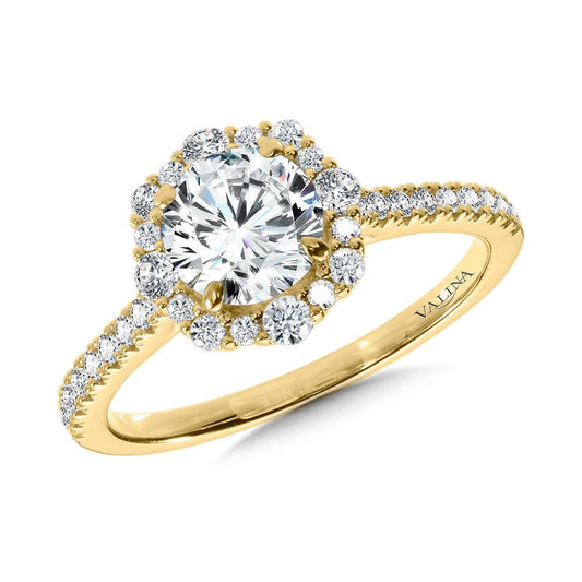Valina Modern Straight Halo Diamond Engagement Ring R1116Y-SR