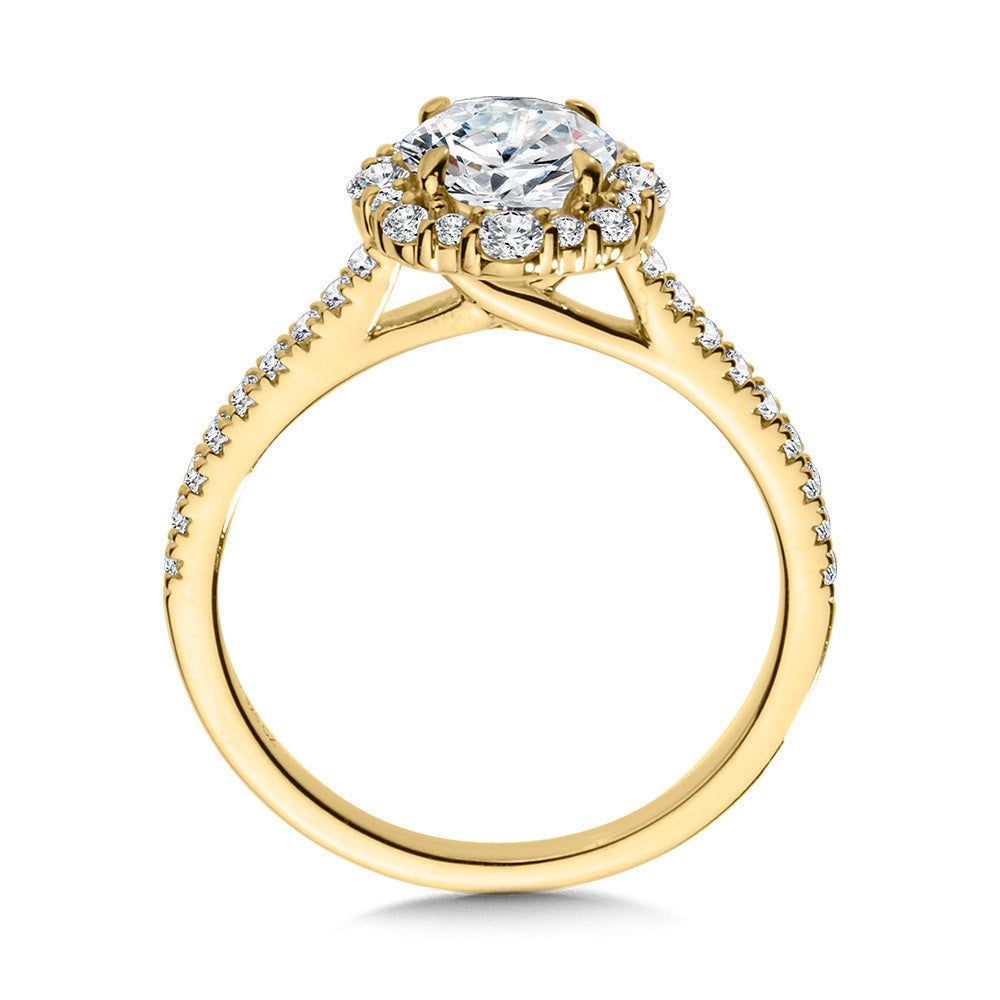 Valina Modern Straight Halo Diamond Engagement Ring R1116Y-SR