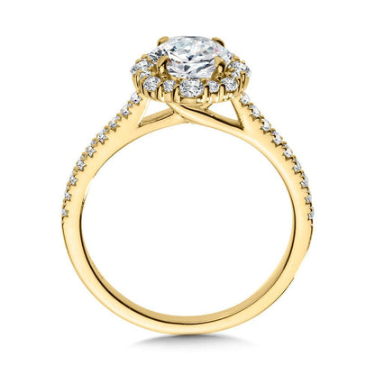 Valina Modern Straight Halo Diamond Engagement Ring R1116Y-SR
