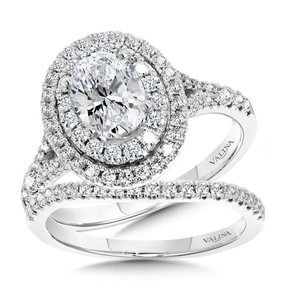 Valina Oval-Shaped Double-Halo Split Shank Engagement Ring R1117W-SR