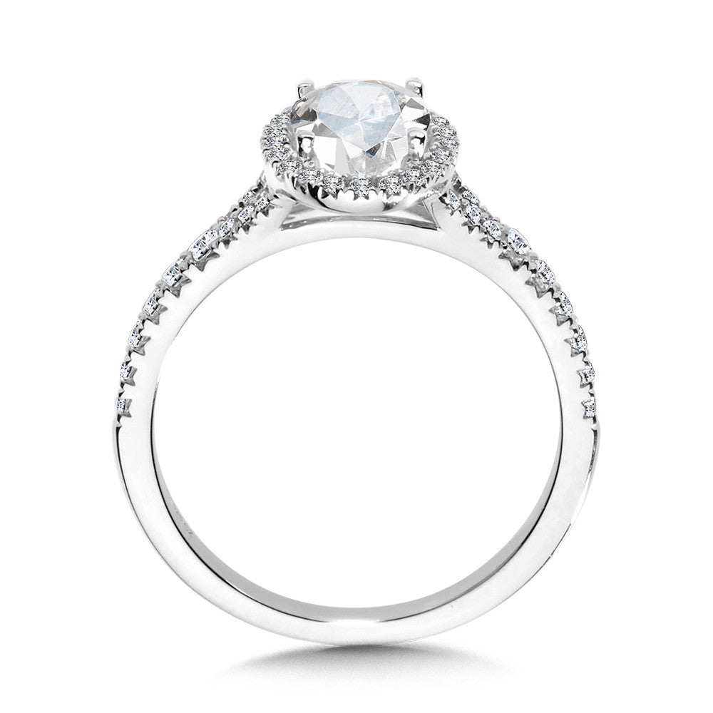 Valina Oval-Shaped Halo Split Shank Engagement Ring R1118W-SR