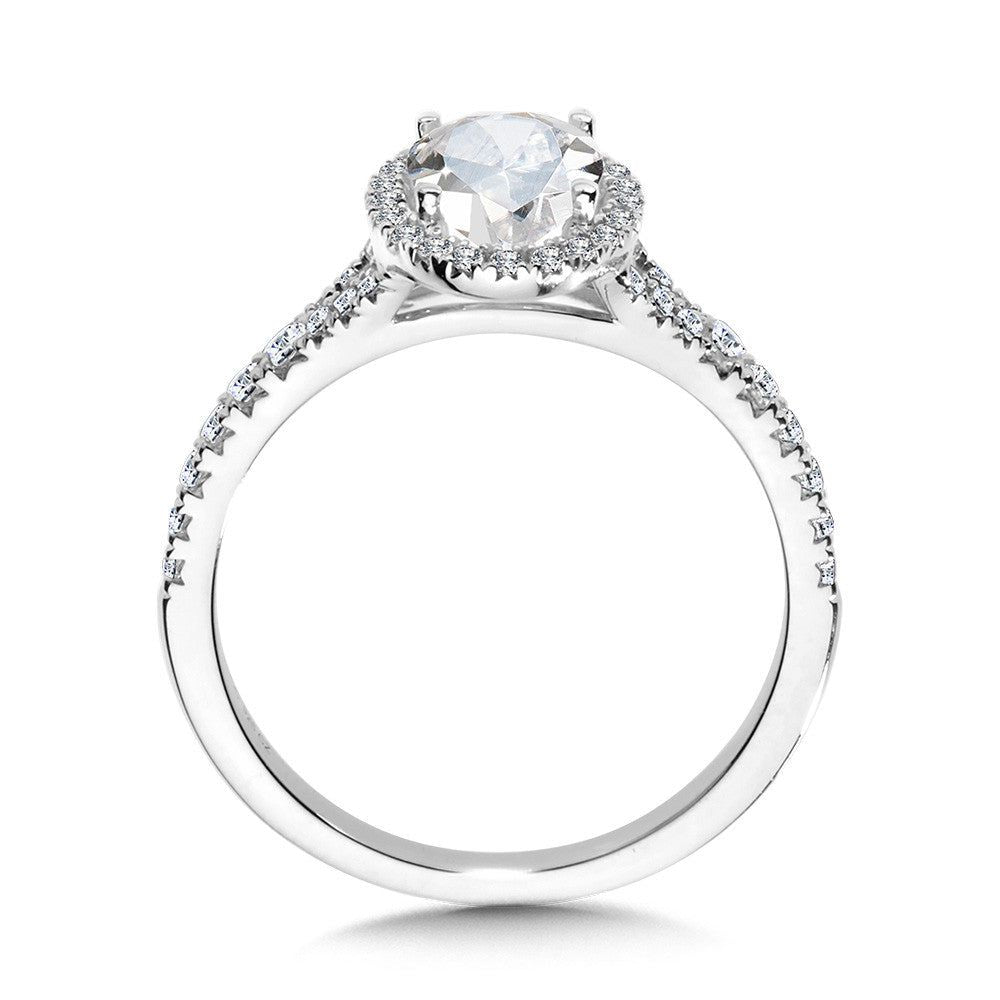 Valina Oval-Shaped Halo Split Shank Engagement Ring R1118W-SR