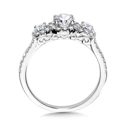 Valina Round 3 Stone Halo Engagement Ring R1120W-SR