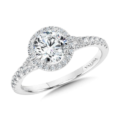 Round Split Shank Halo Engagement Ring R1122W-SR