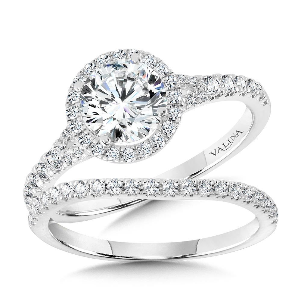 Valina Round Split Shank Halo Engagement Ring R1122W-SR