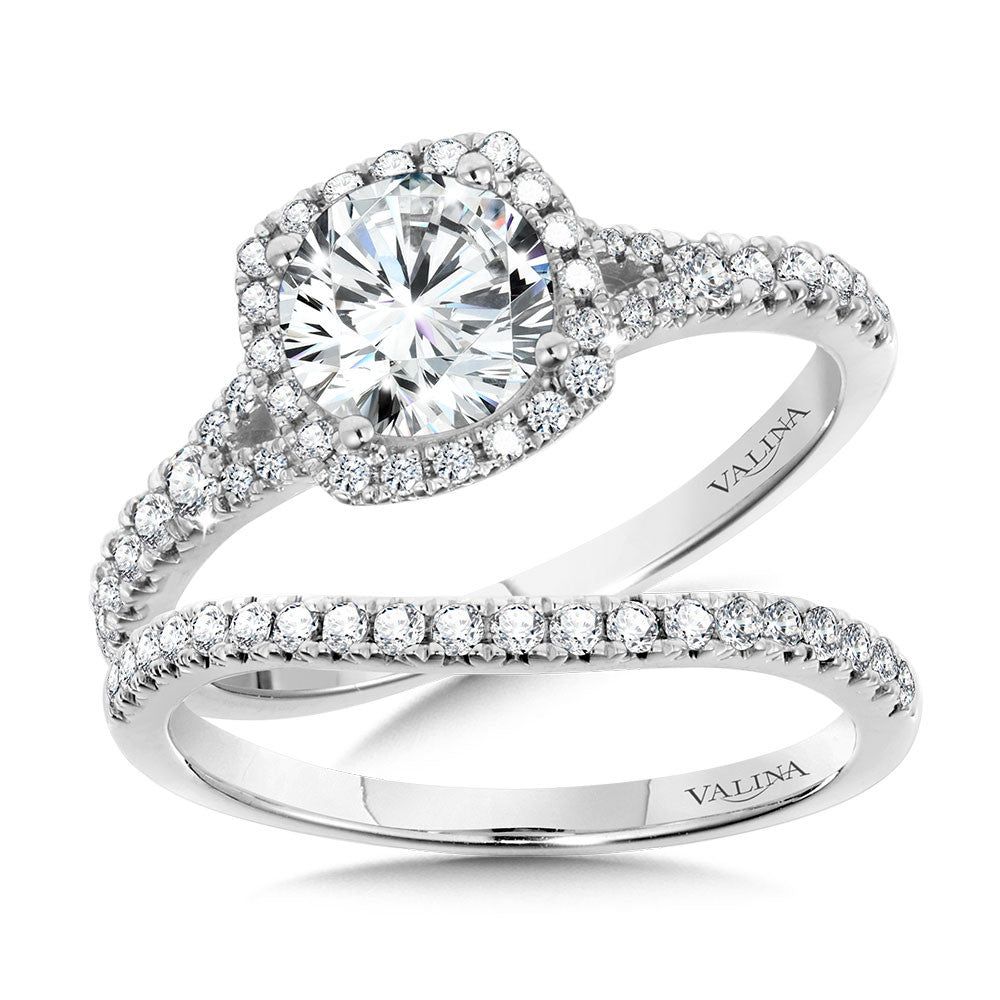 Valina Cushion-Shaped Split Shank Halo Engagement Ring R1123W-SR