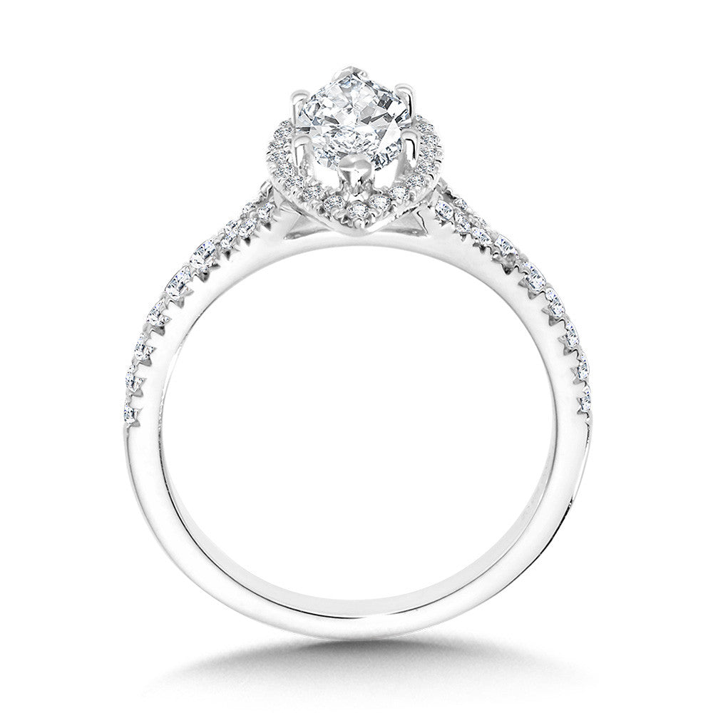 Valina Marquise-Shaped Split Shank Halo Engagement Ring R1124W-SR