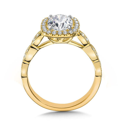 Valina Scalloped & Milgrain-Beaded Cushion-Shaped Halo Engagement Ring R1127Y-SR