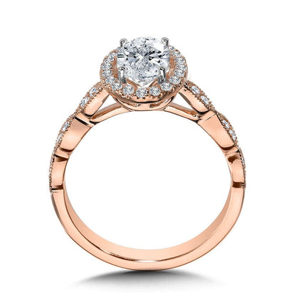 Valina Scalloped & Milgrain-Beaded Oval Halo Engagement Ring R1128P-SR