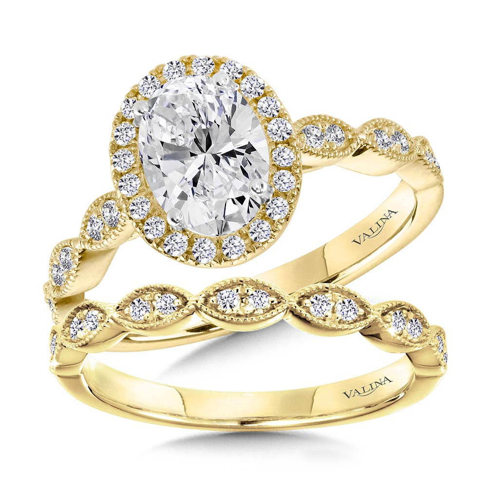 Valina Scalloped & Milgrain-Beaded Oval Halo Engagement Ring R1128Y-SR