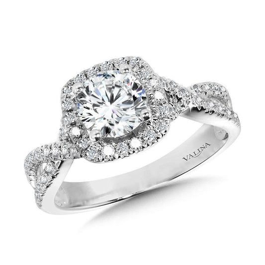 Valina Crisscross Cushion-Shaped Halo Engagement Ring R1131W-SR