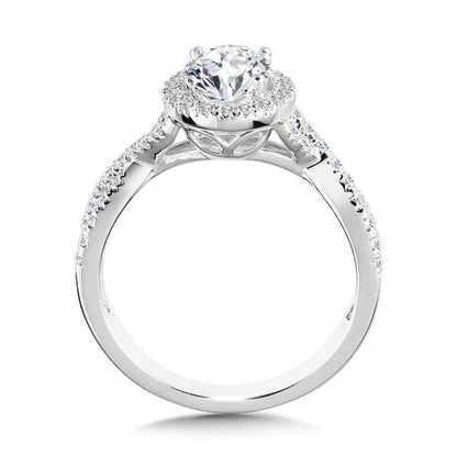 Valina Crisscross Oval Halo Engagement Ring R1132W-SR