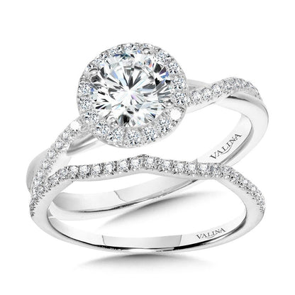 Valina Crisscross Round Halo Engagement Ring R1134W-SR