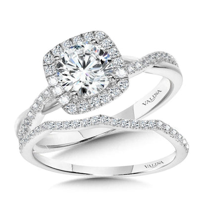 Valina Crisscross Cushion-Shaped Halo Engagement Ring R1135W-SR