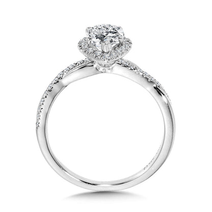 Valina Crisscross Pear-Shaped Halo Engagement Ring R1136W-SR