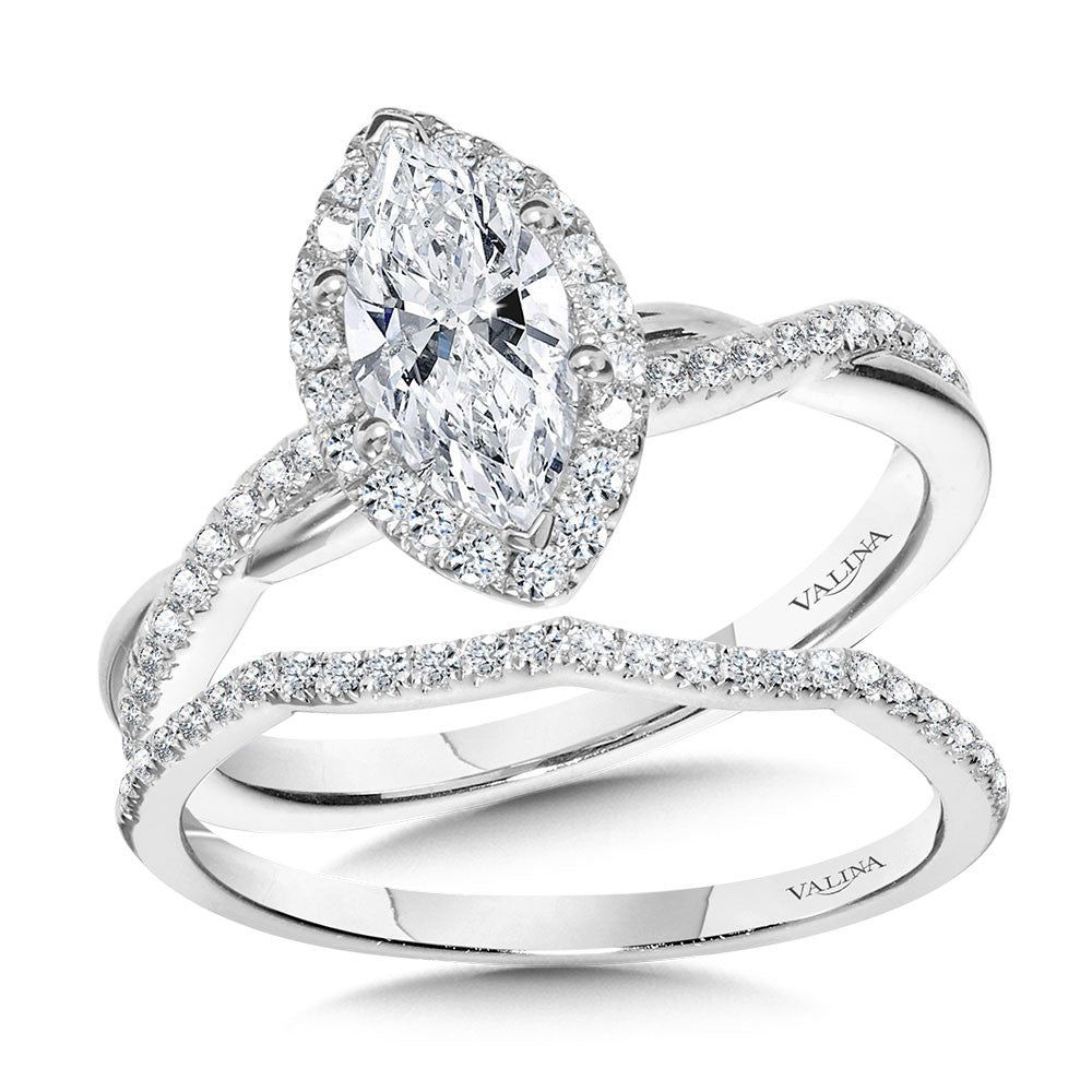 Valina Crisscross Marquise Halo Engagement Ring R1137W-SR