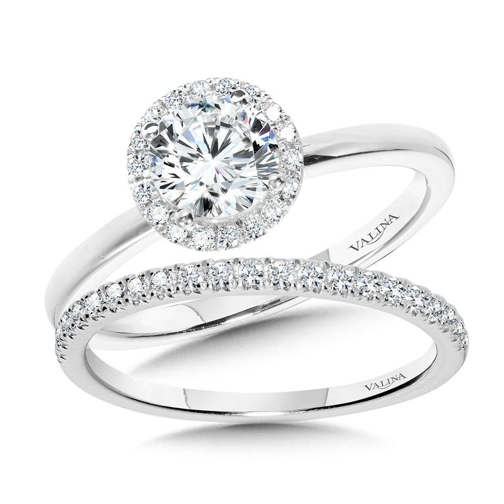 CLASSIC STRAIGHT HALO ENGAGEMENT RING R1139W-SR