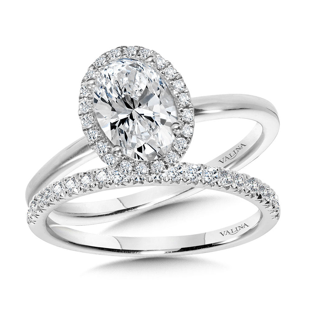 CLASSIC STRAIGHT OVAL HALO ENGAGEMENT RING R1142W-SR