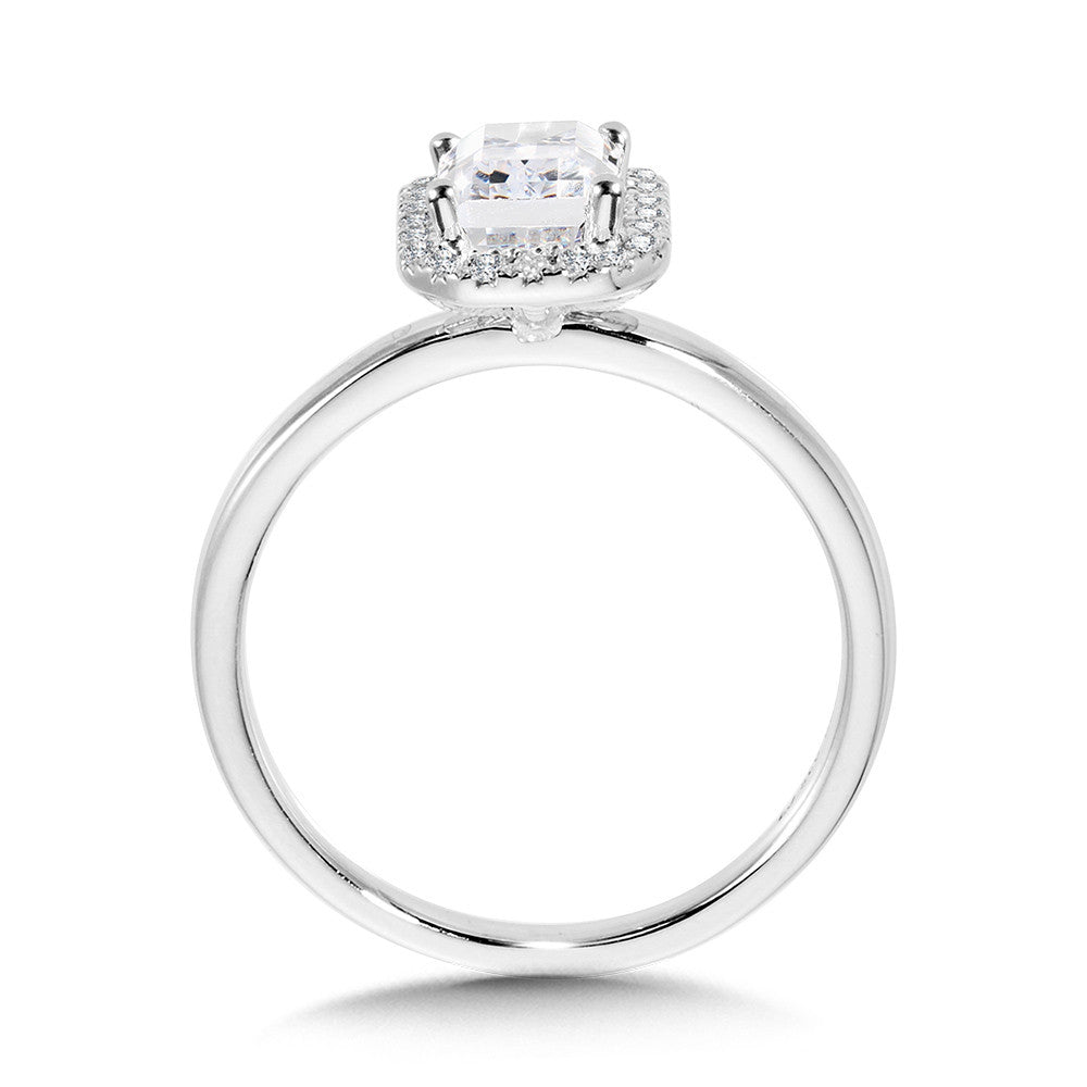 Valina Classic Straight Emerald-Shaped Halo Engagement Ring R1143W-SR