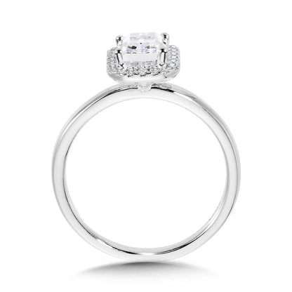 Valina Classic Straight Emerald-Shaped Halo Engagement Ring R1143W-SR