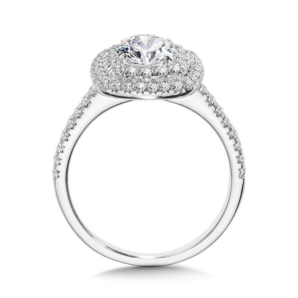 Valina Straight Cushion-Shaped Double-Halo Engagement Ring R1144W-SR