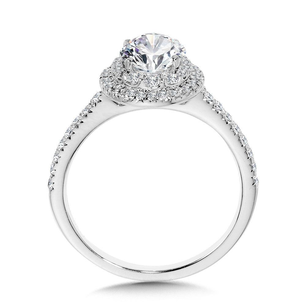 Valina Straight Double-Halo Engagement Ring R1145W-SR