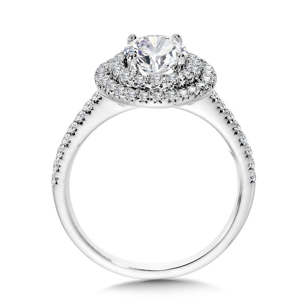 Valina Straight Double-Halo Engagement Ring R1146W-SR
