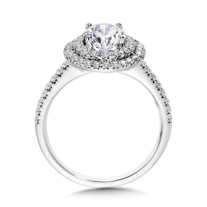 Valina Straight Double-Halo Engagement Ring R1146W-SR