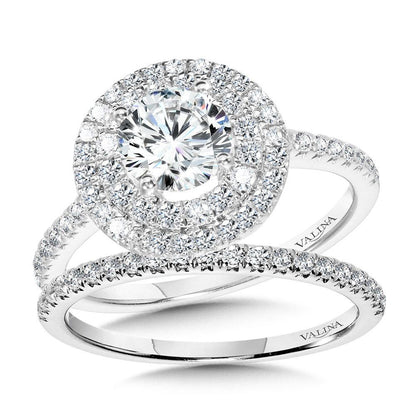 Valina Straight Double-Halo Engagement Ring R1146W-SR