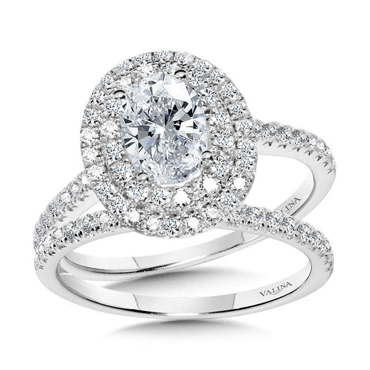 Valina Straight Oval Double-Halo Engagement Ring R1147W-SR