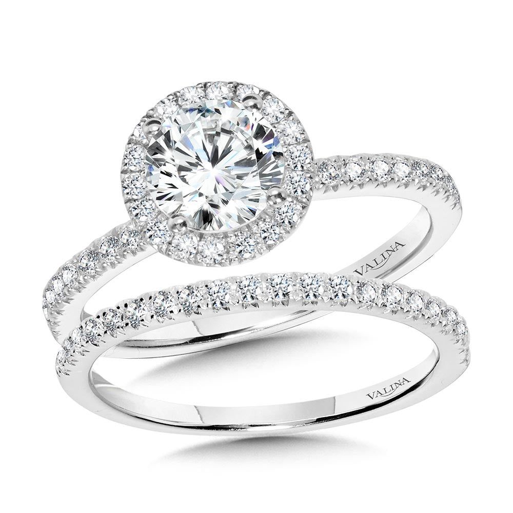 Valina Classic Straight Halo Engagement Ring R1148W-SR