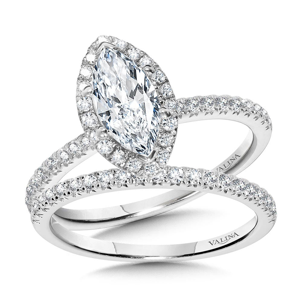 CLASSIC STRAIGHT MARQUISE HALO ENGAGEMENT RING R1149W-SR