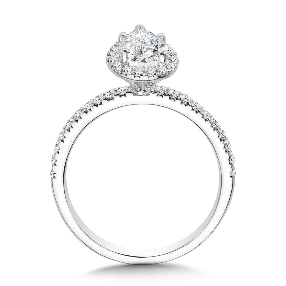 Valina Classic Straight Pear-Shaped Halo Engagement Ring R1152W-SR