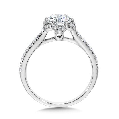 Valina Straight Floral Halo Engagement Ring R1153W-SR