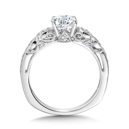 Valina Vintage Milgrain & Filigree Accented Diamond Engagement Ring R1156W