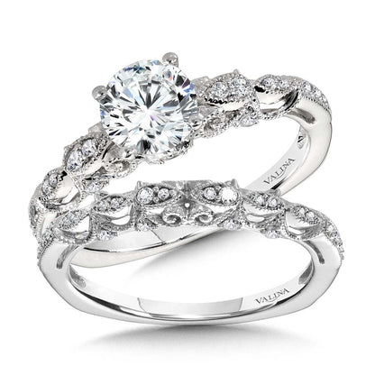 Valina Vintage Milgrain & Filigree Accented Diamond Engagement Ring R1156W