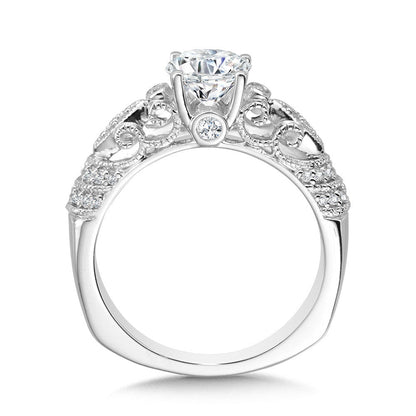 Valina Vintage Milgrain & Filigree Accented Diamond Engagement Ring R1158W
